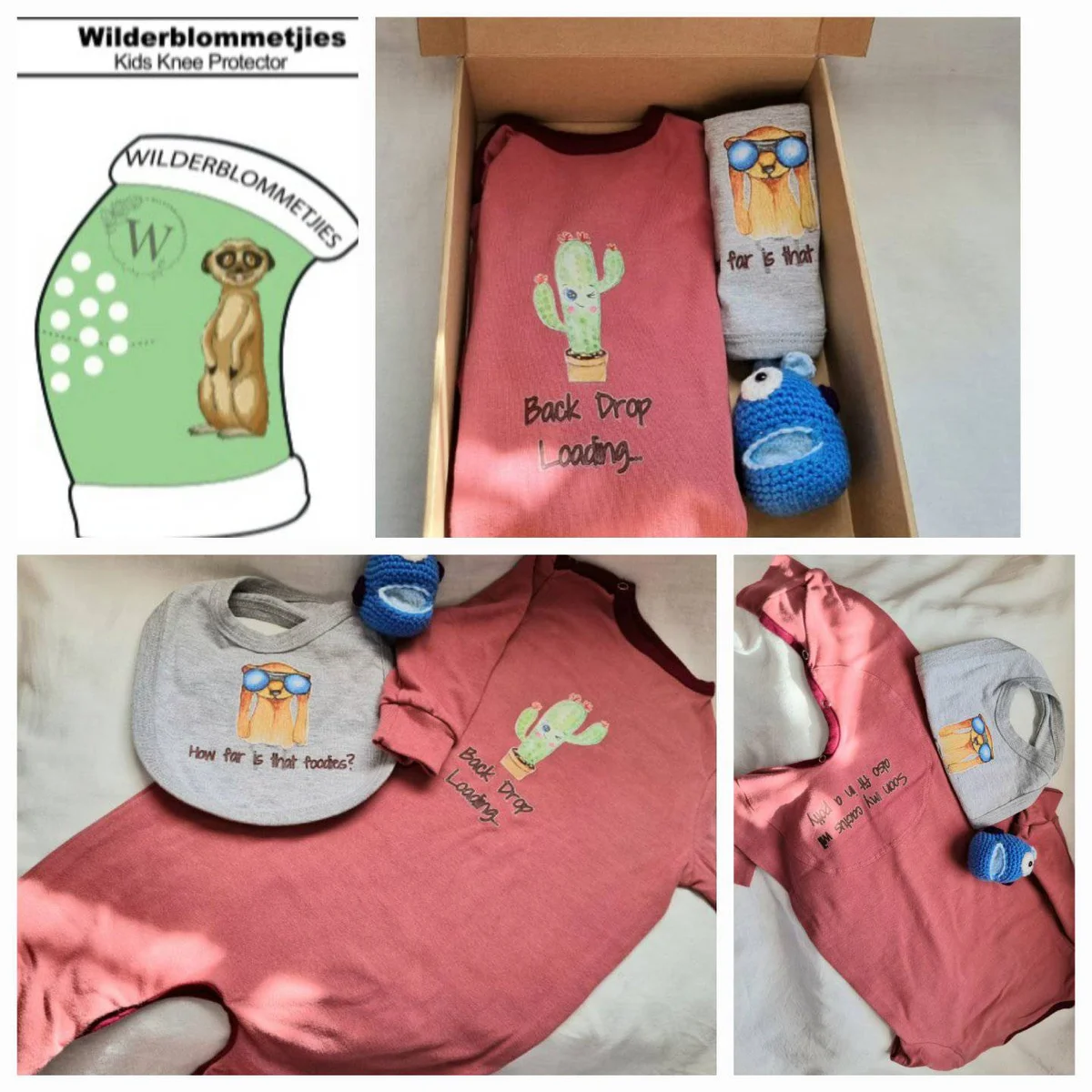 Onesie and bib gift set in a Wilderblommetjies box
